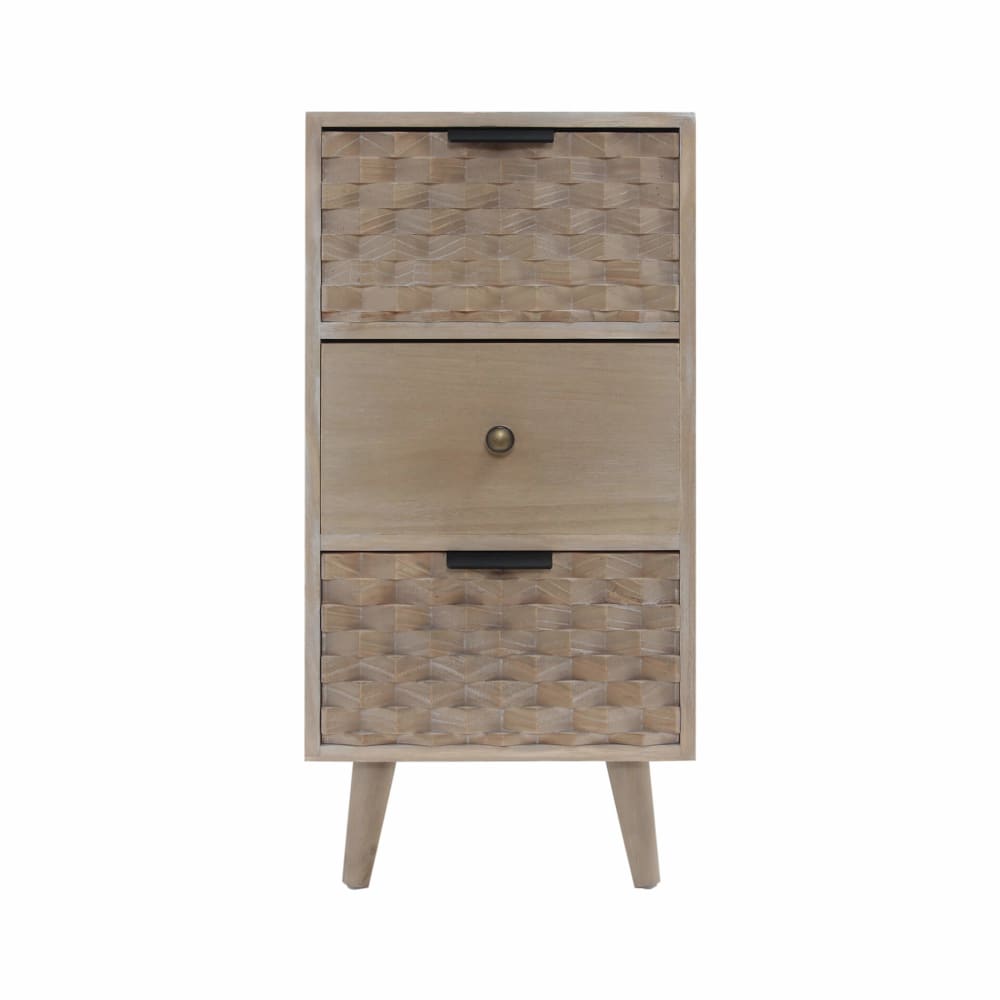 Mobili Rebecca Schmaler Nachttisch mit 3 Schubladen aus braunem Holz style exotic - Holz