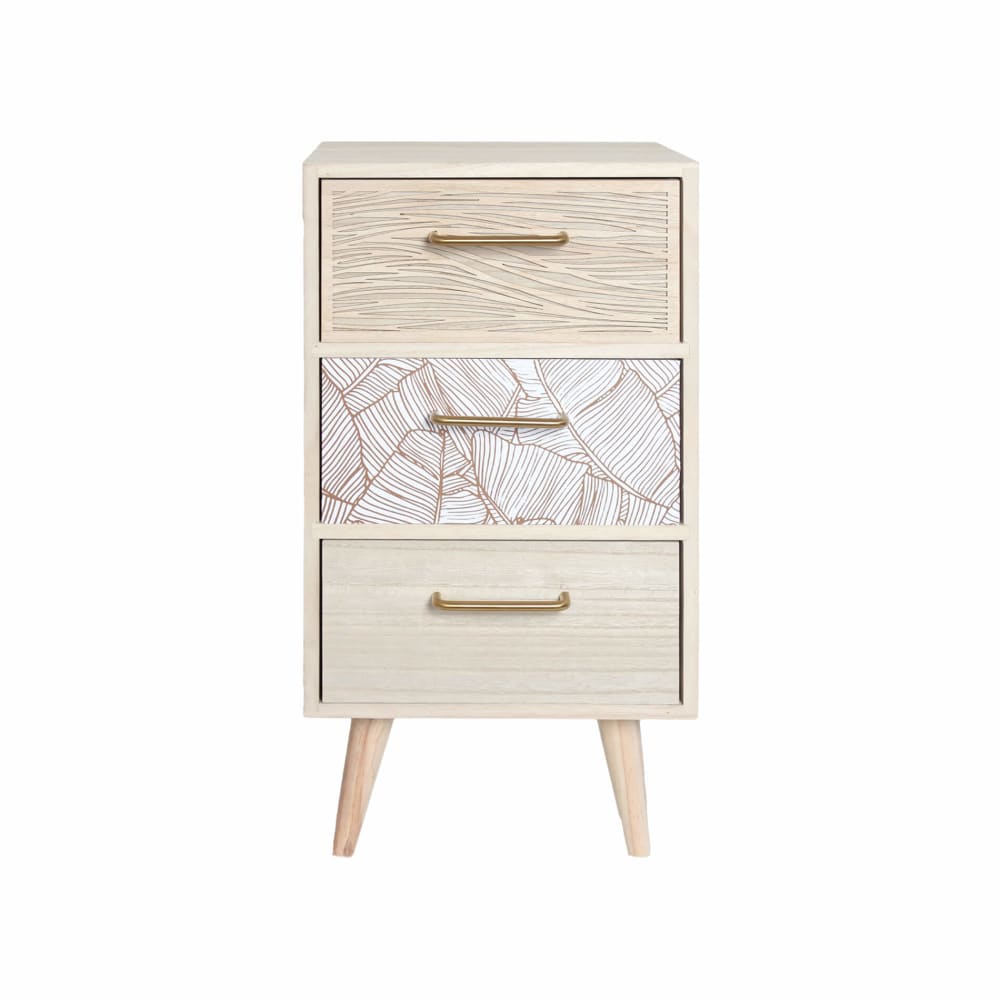 Mobili Rebecca Nachttisch mit 3 Schubladen aus Holz, braun und weiß style modern - Holz