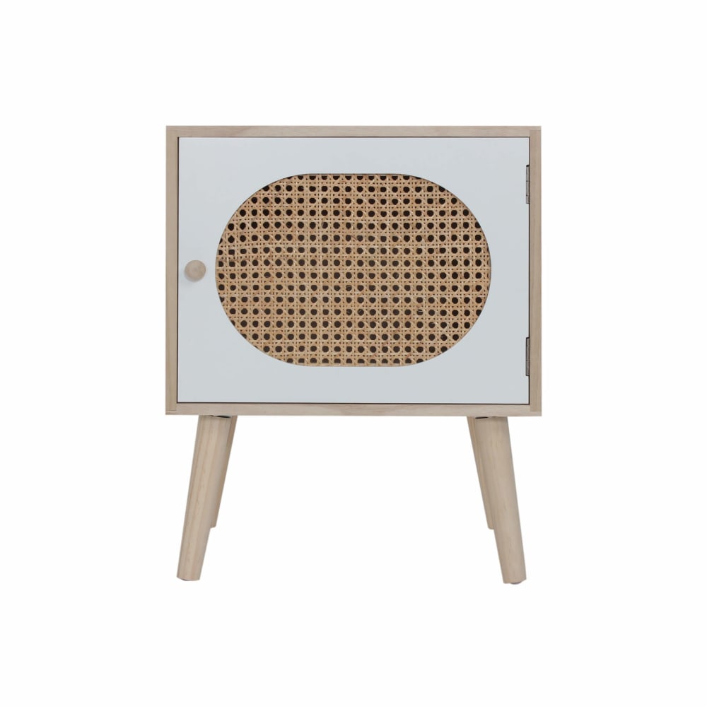 Mobili Rebecca Nachttisch im Boho-Stil mit 1 Tür aus braunem und weißem Holz style exotic - Holz