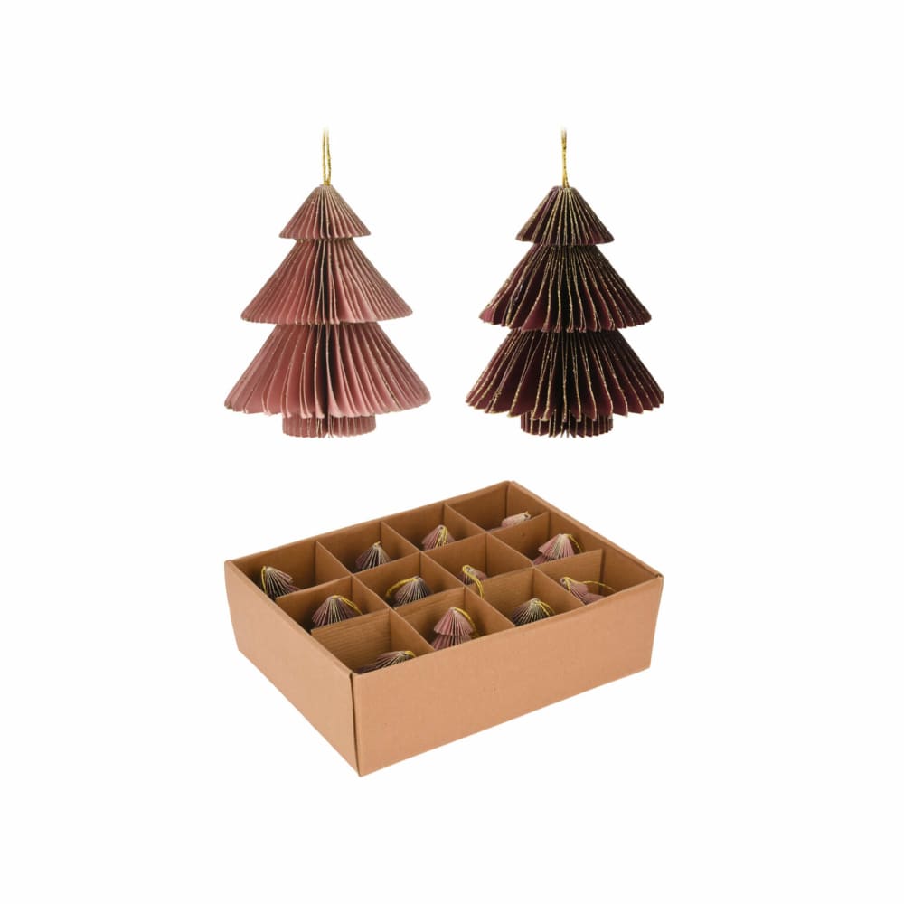Set de 12 colgantes para árbol de navidad en papel 2 colores surtidos