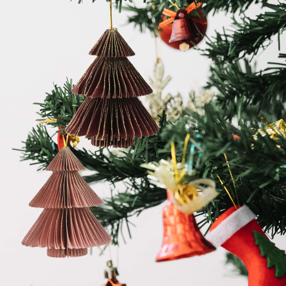 Lot de 12 pendentifs pour arbre de Noël en papier 2 couleurs assorties - Maisons du Monde