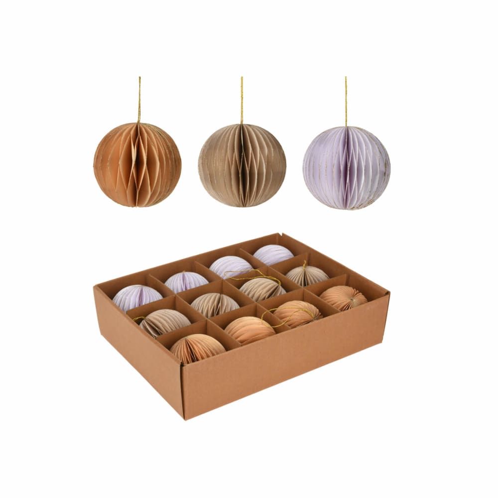 Set de 12 colgantes para árbol de navidad en papel 3 colores surtidos
