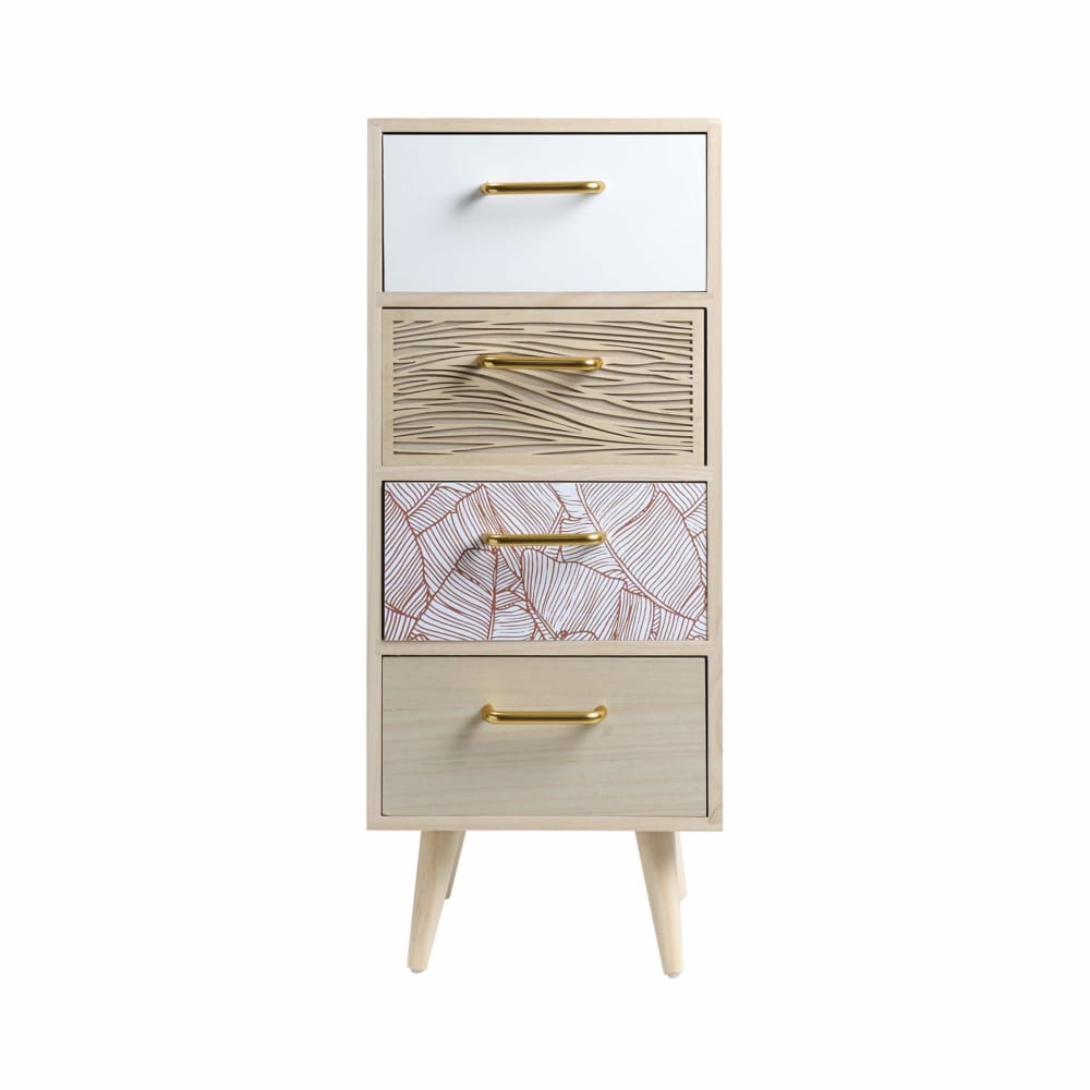 Mobili Rebecca Kommode mit 3 Schubladen aus Holz, braun und weiß style modern - Holz