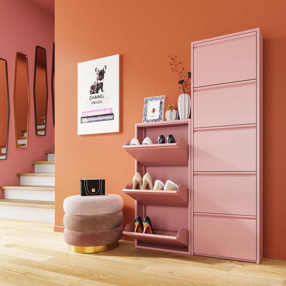 Schuhkipper mit 5 Fächern aus Stahl in Rosa - Maisons Du Monde