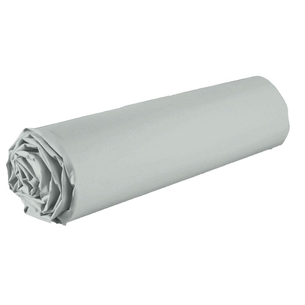 Drap housse 2 places coton gris argent 160x200 cm - Maisons du Monde