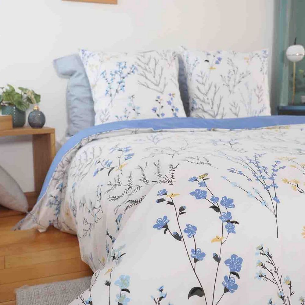 Parure de lit 2 places satin de coton à motifs 220x240 cm - Maisons du Monde