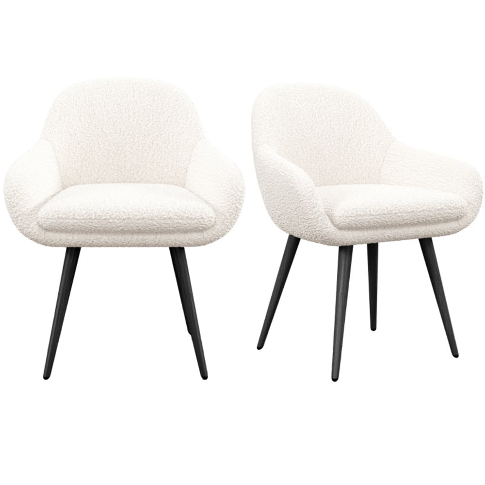 Chaise en tissu bouclette - ecru noir