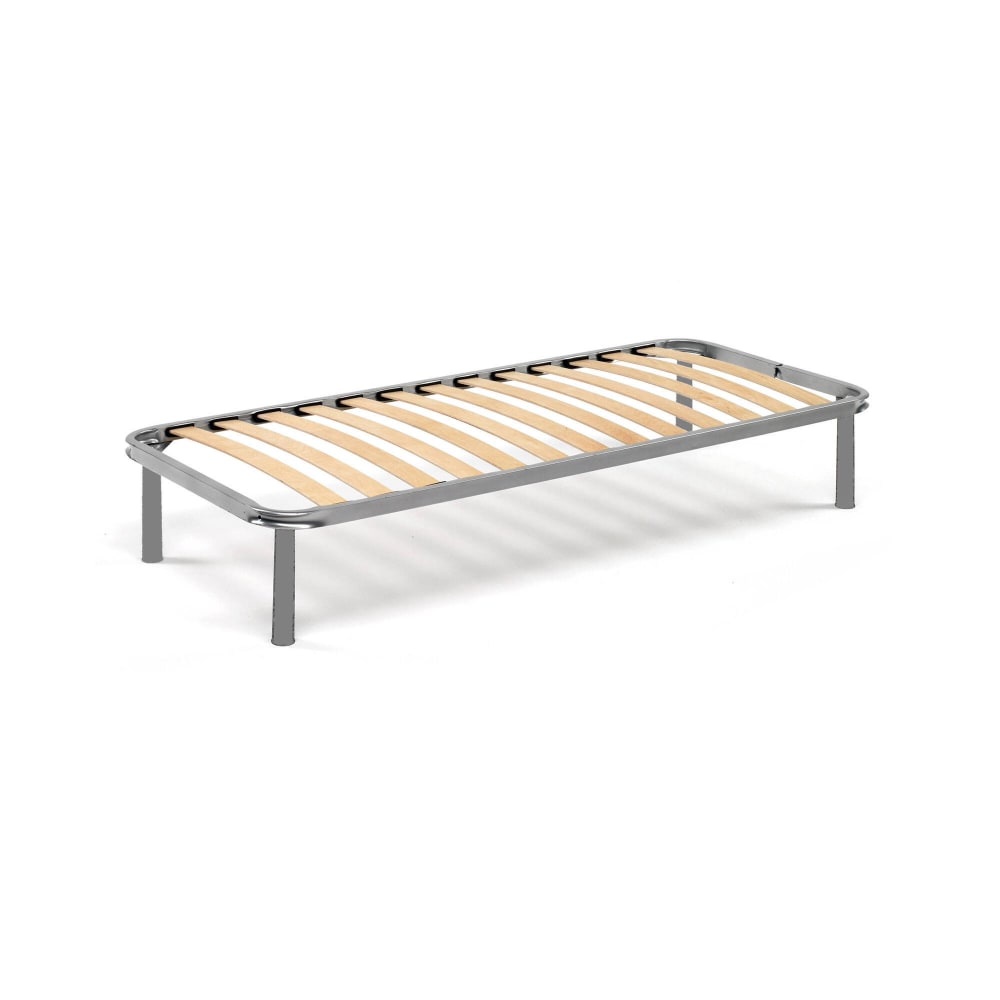 Talamo Italia Graues Einzelbettgestell in Holzoptik, 180 x 90 x 35 cm style modern Grau Öko-Tex Zertifikat Metall