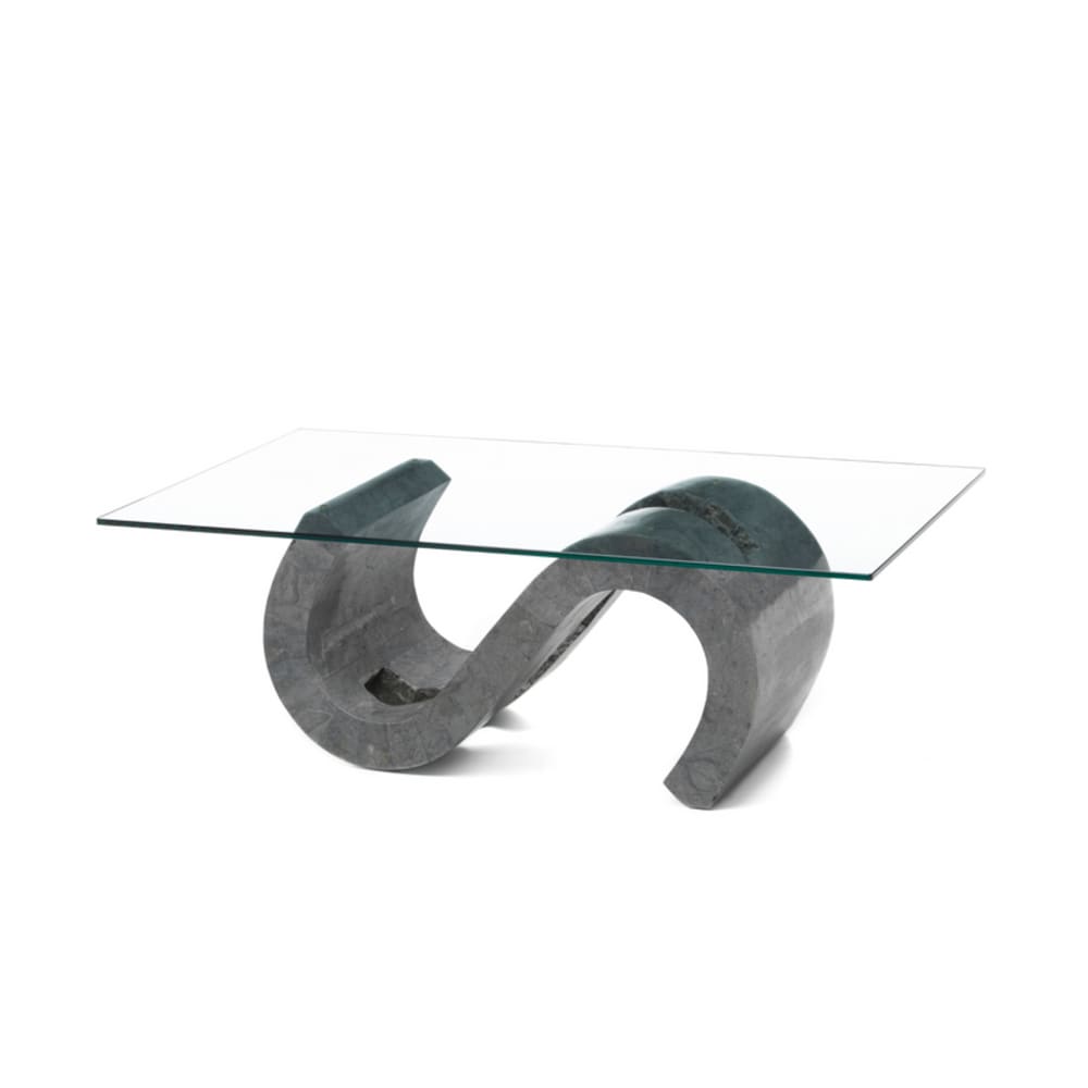 Table+basse+en+pierre+grise+avec+plateau+en+verre,+120x70+cm,+36h