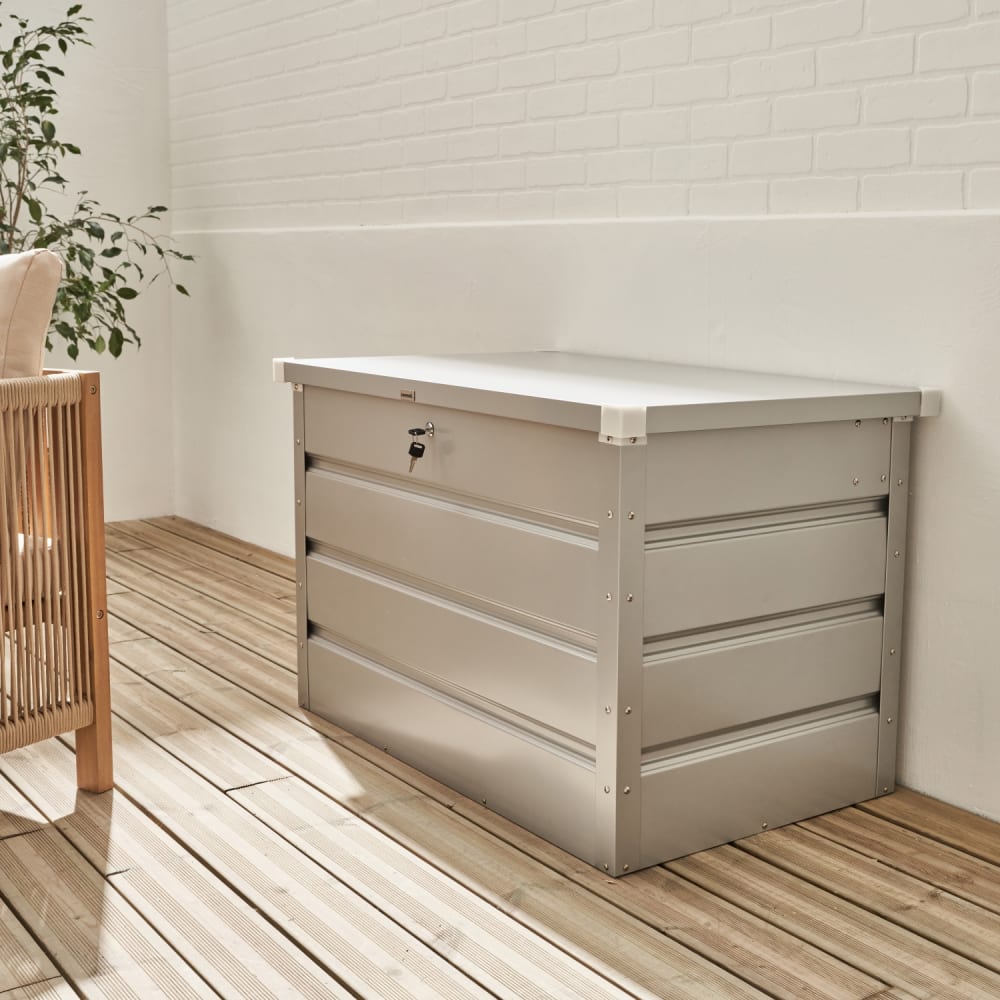 Coffre de jardin en métal 285l gris aluminium