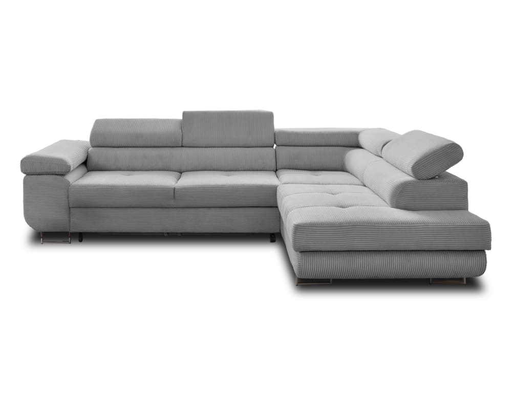 Canapé d'angle droit convertible 5 places en velours côtelé gris clair - Maisons du Monde