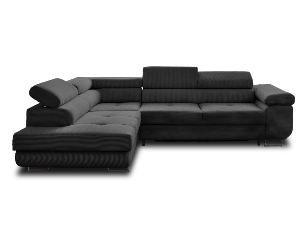 Canapé d'angle gauche 5 places en velours côtelé gris foncé - Maisons du Monde