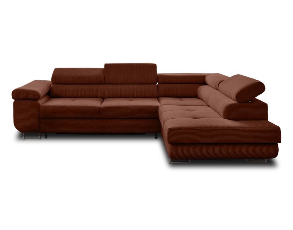 Canapé d'angle droit convertible 5 places en velours côtelé terracotta - Maisons du Monde