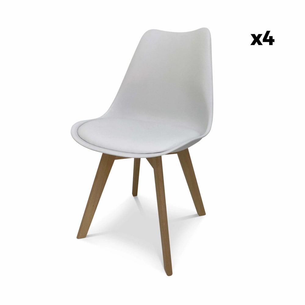 4 chaises scandinaves  pieds bois de hêtre blancs