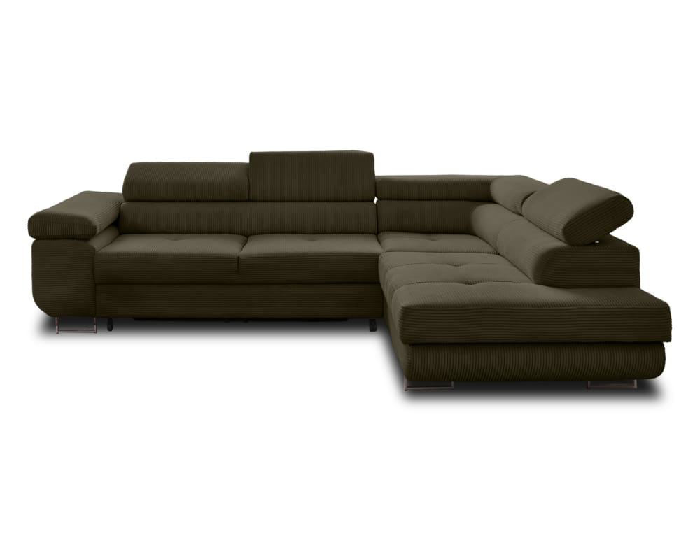 Canapé d'angle droit convertible 5 places en velours côtelé gris foncé - Maisons du Monde