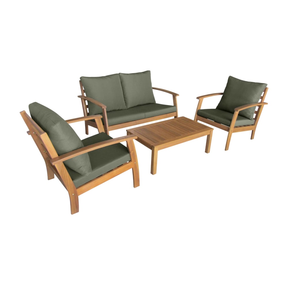 Salon de jardin bois d'acacia 4 places kaki - Maisons du Monde