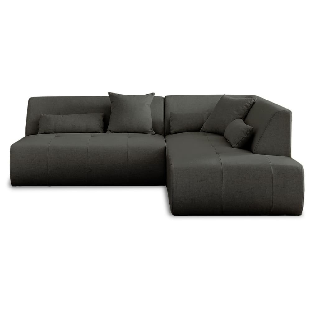 Canapé modulable 5 places angle droit en tissu gris foncé