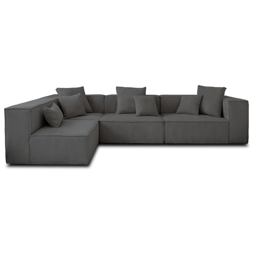 Canapé modulable 6 places en velours côtelé gris foncé