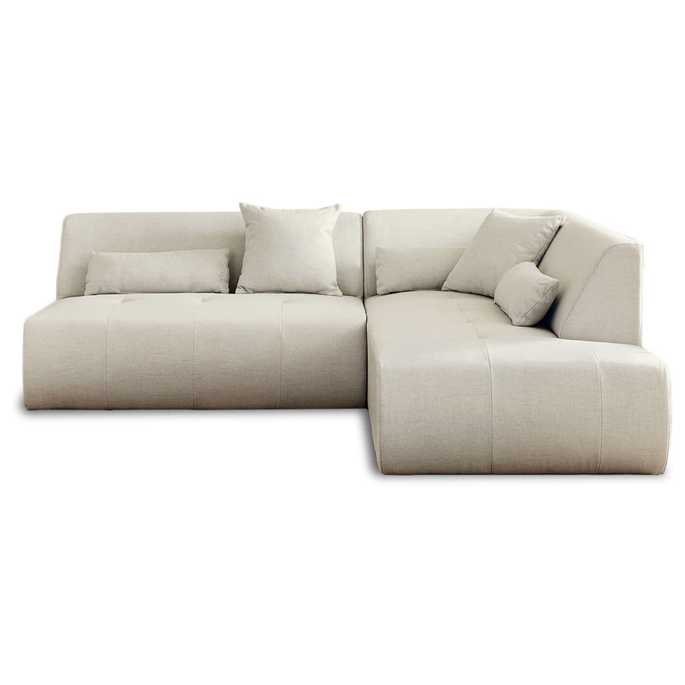 Canapé modulable 5 places angle droit en tissu beige