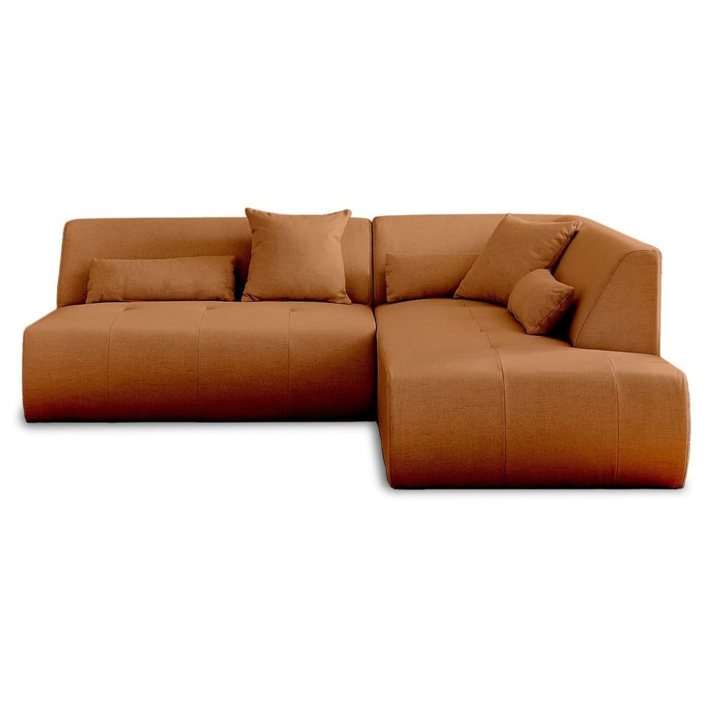 Canapé modulable 5 places en tissu rouille