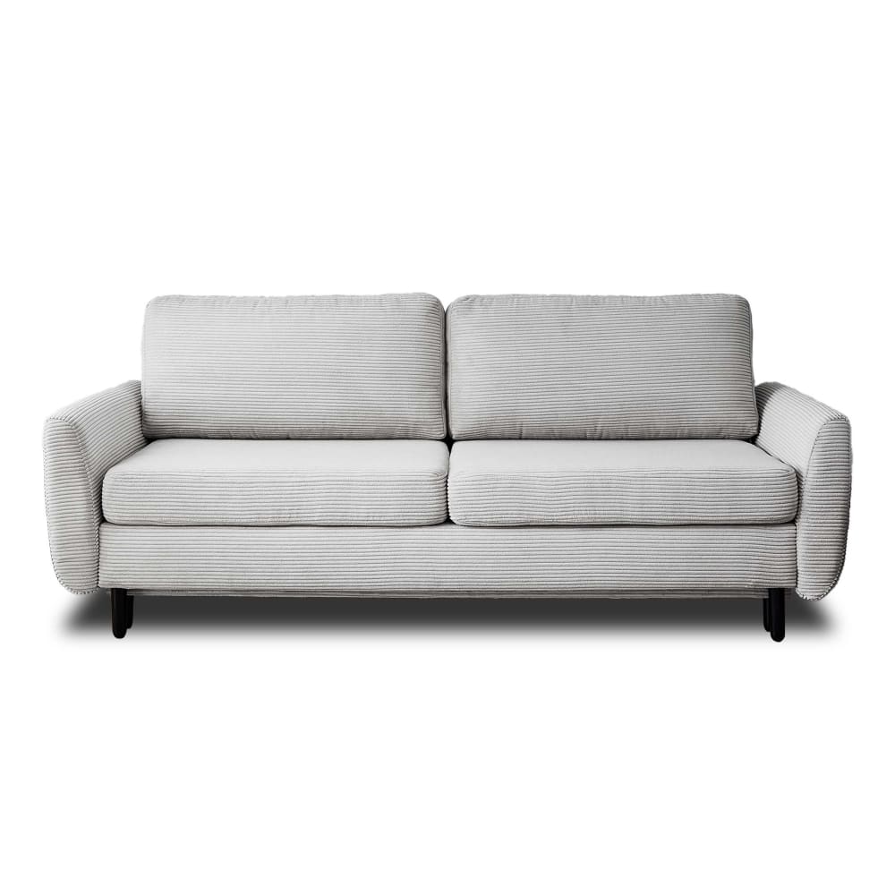 Canapé droit convertible 3 places en velours côtelé gris clair