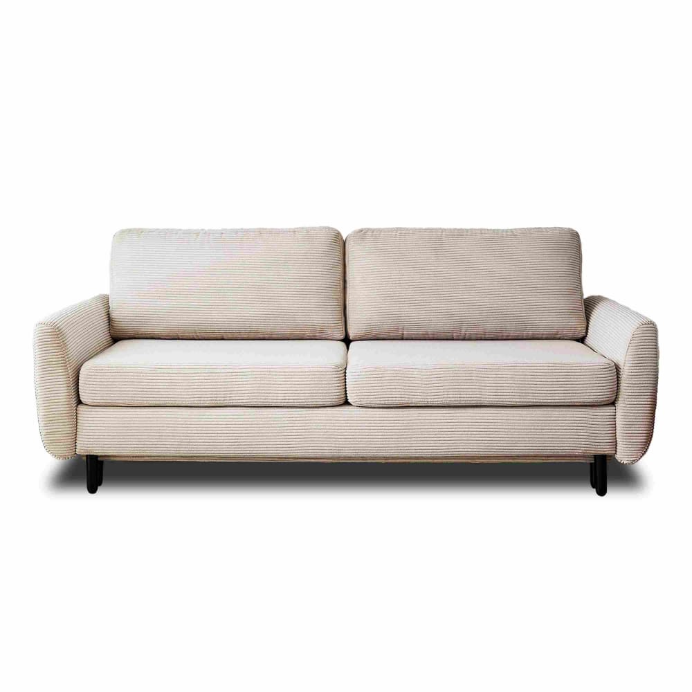 Canapé droit convertible 3 places en velours côtelé beige