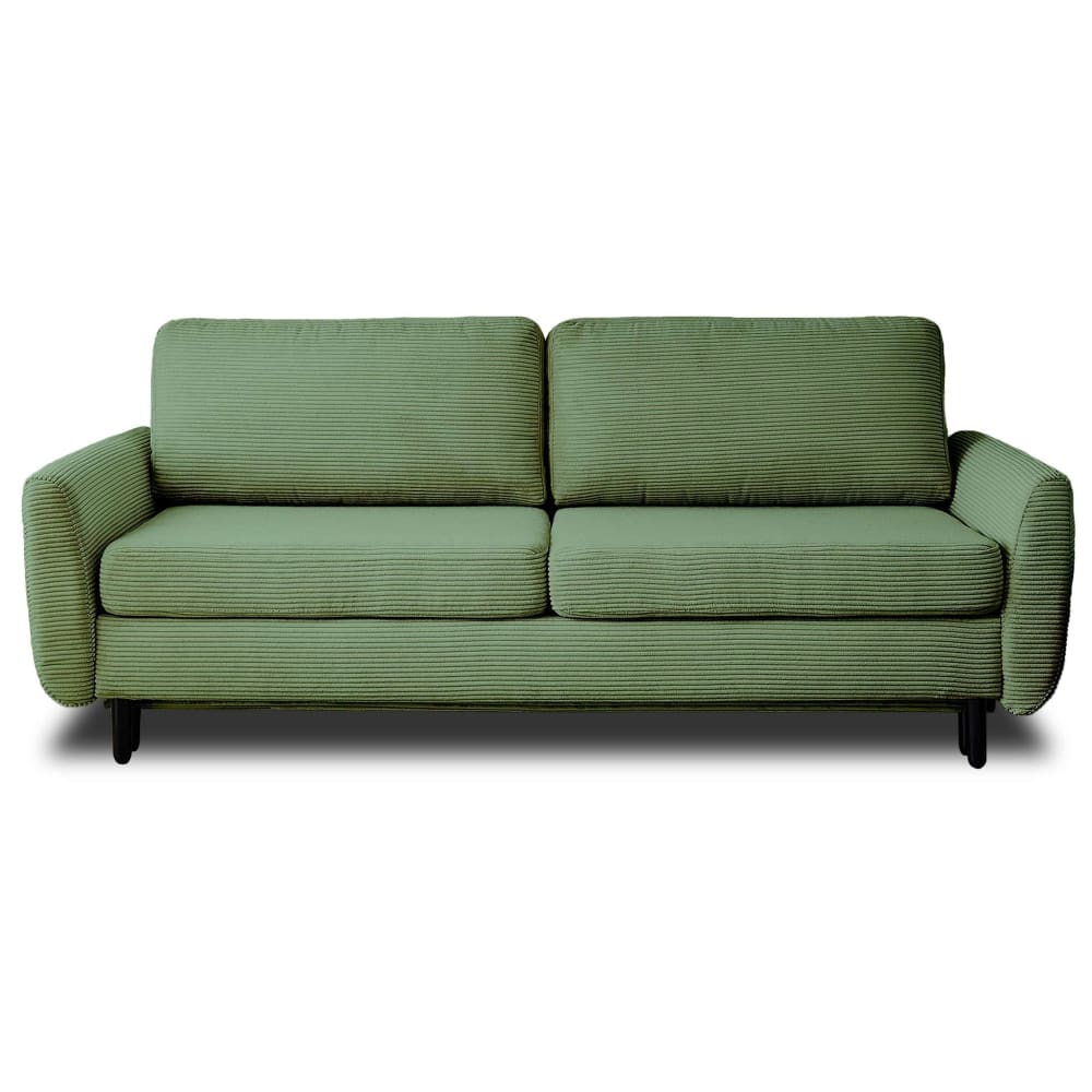 Canapé droit convertible 3 places en velours côtelé vert sauge