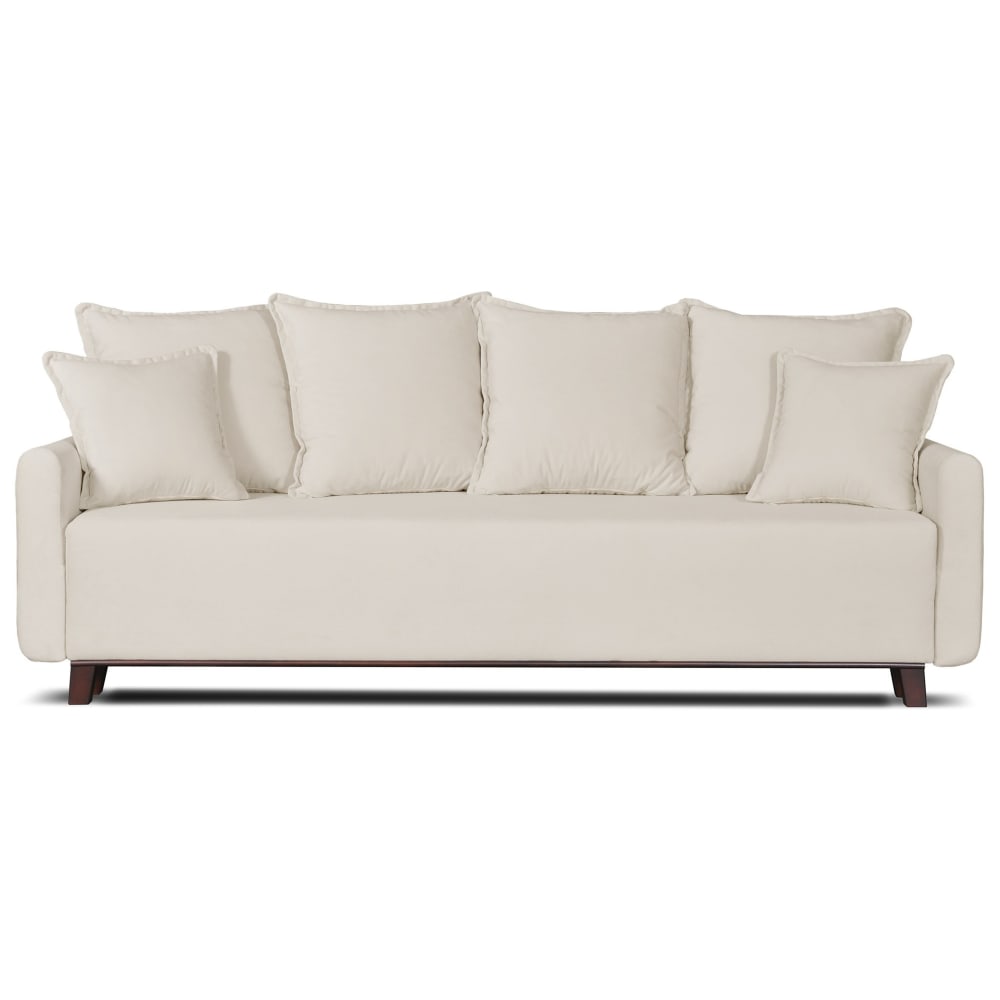 Canapé droit convertible 3 places en velours beige