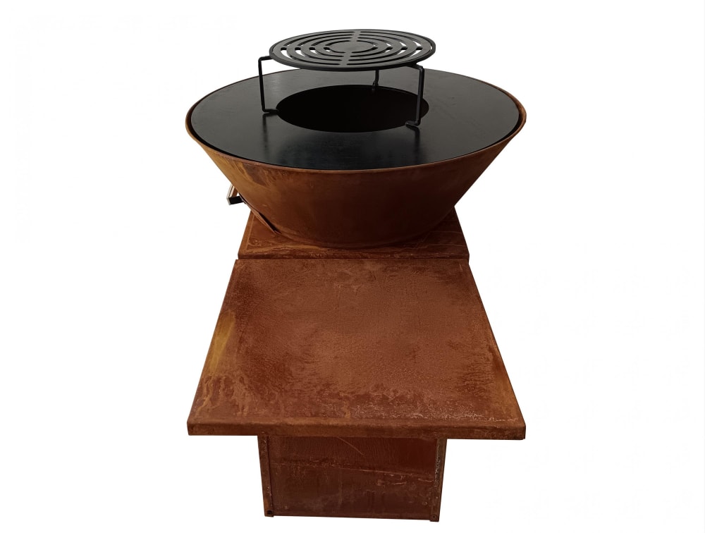 Barbecue avec plaque ronde, grill et support - Maisons du Monde