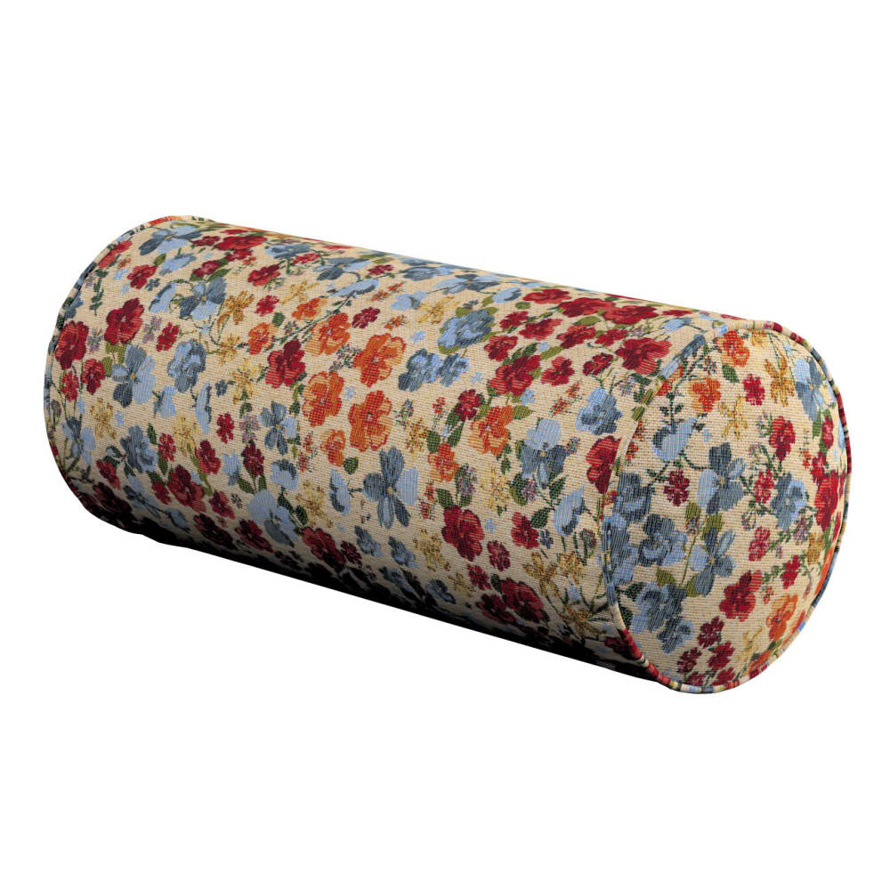 Dekoria Nackenrolle mit Paspel, rot und blau, 16x40 cm - Stoff