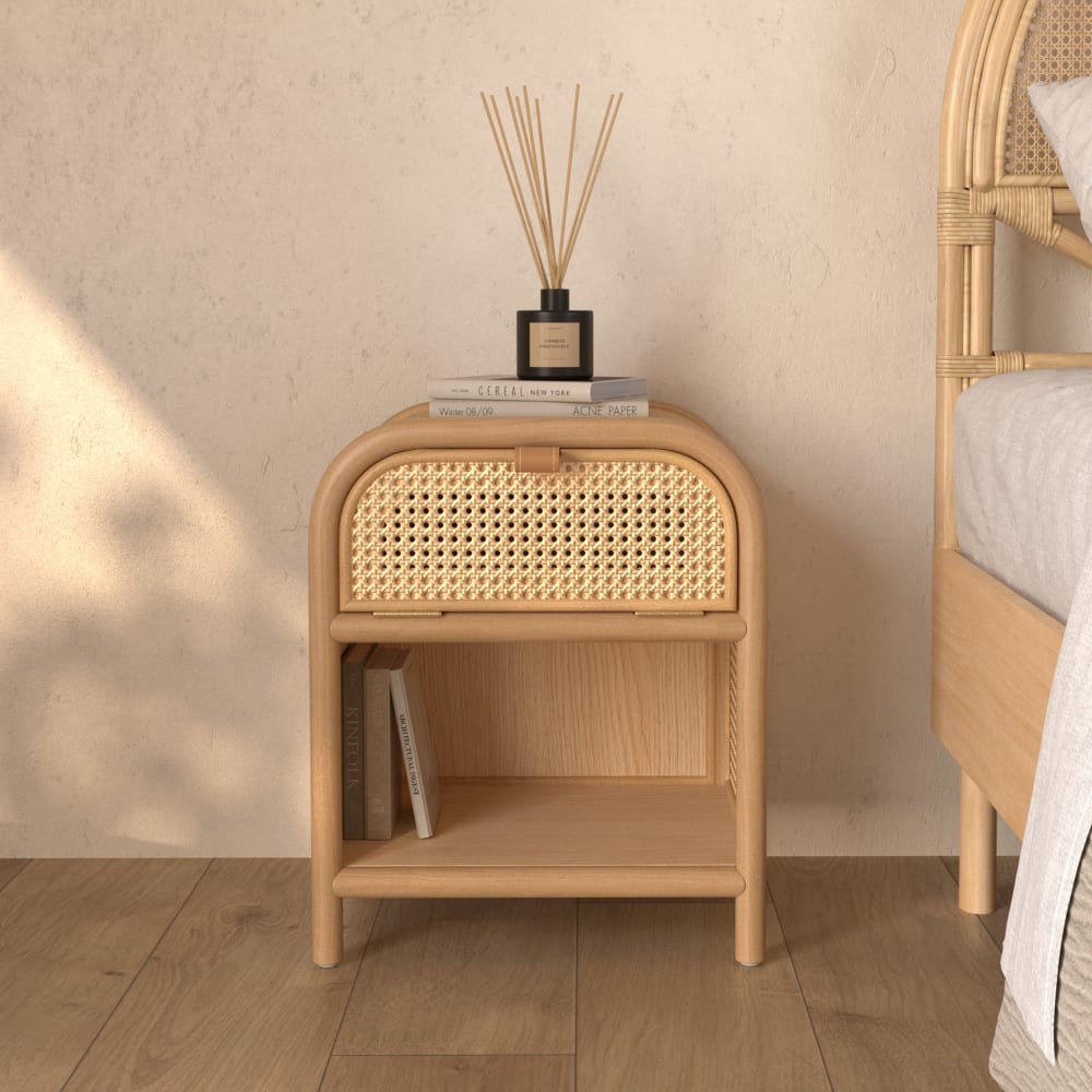 Nachttisch aus massivem Holz, 1 Tür und 1 Nische - Maisons Du