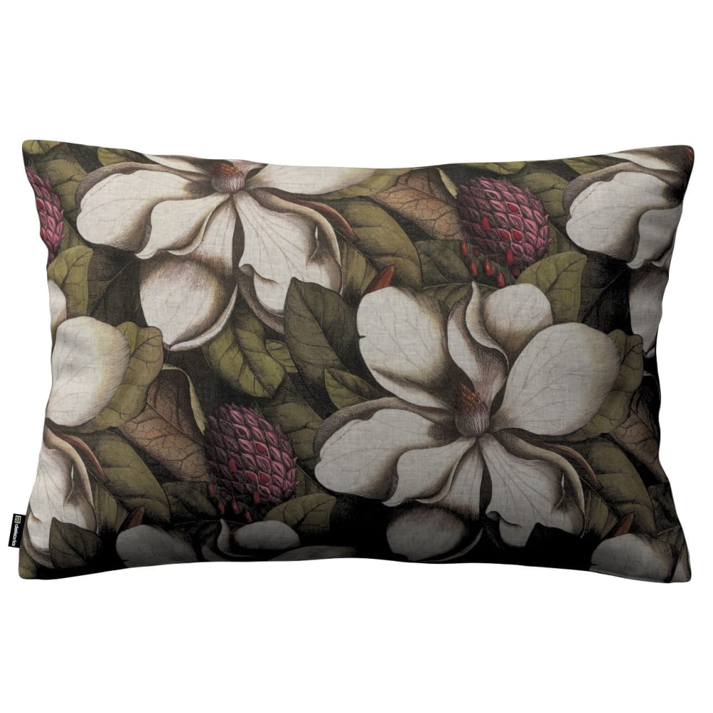 Dekoria Kissenhülle mit großen Blumen, grün und beige, 60x40cm - Stoff