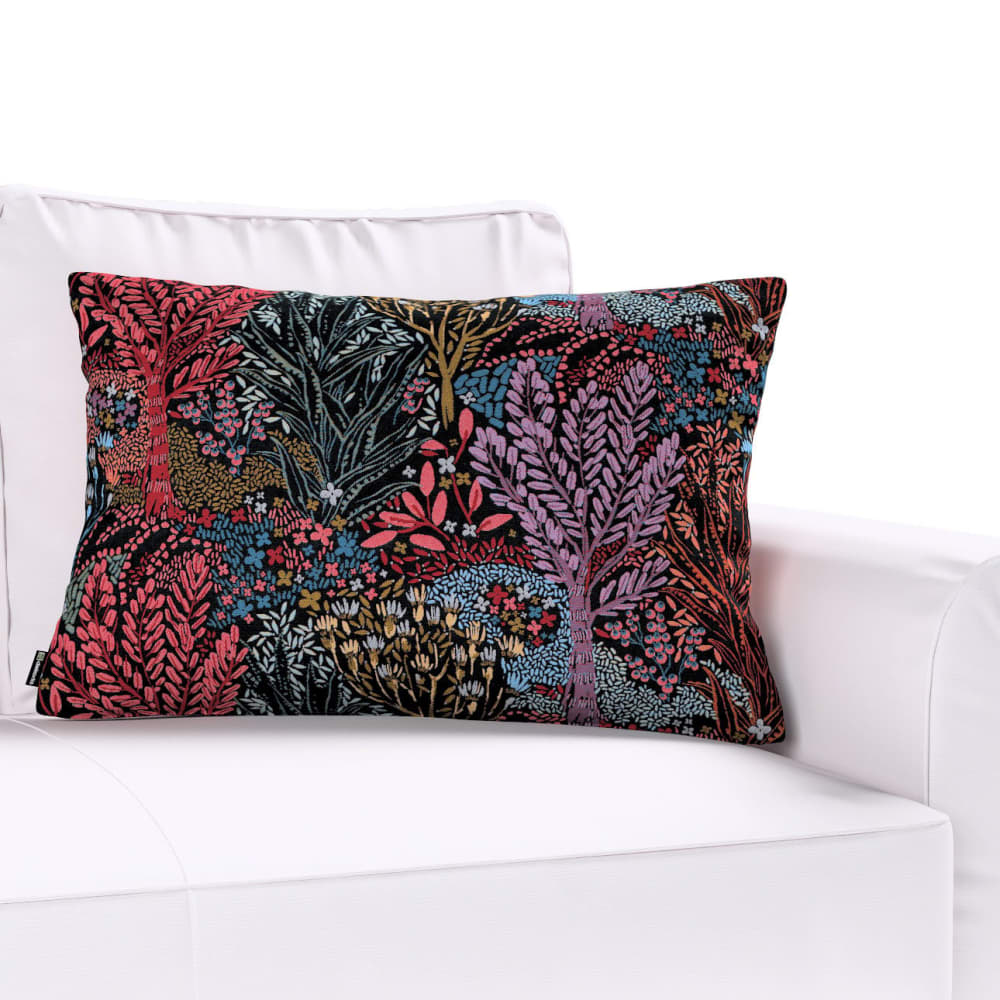 Kissenbezug aus Jacquard mit Blümchen, schwarz und blau, 47x28 cm