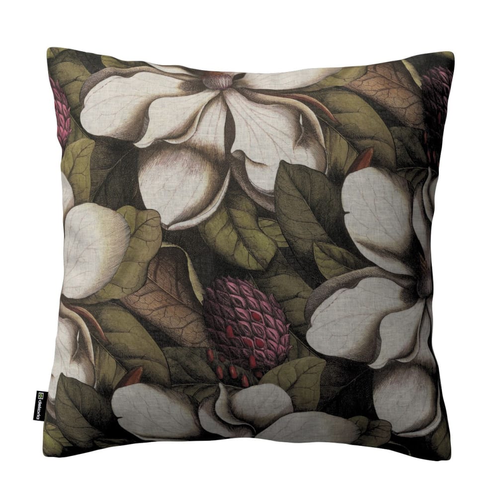 Dekoria Kissenhülle mit großen Blumen, grün und beige, 43x43cm - Stoff