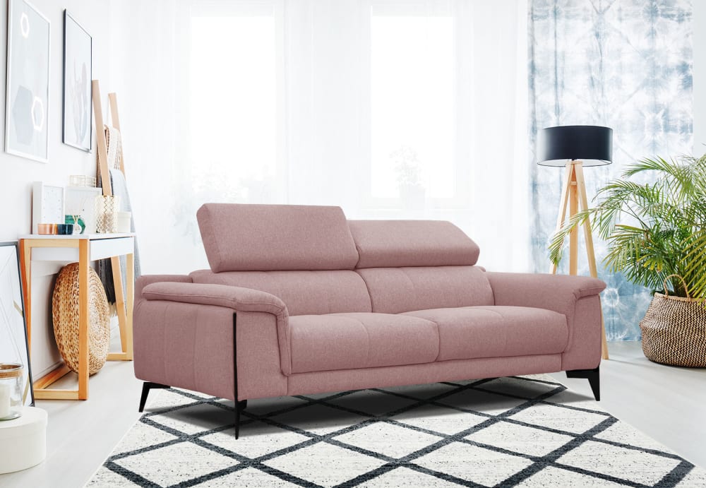 Canapé xxl droit 3 places tissu rouge clair - Maisons du Monde