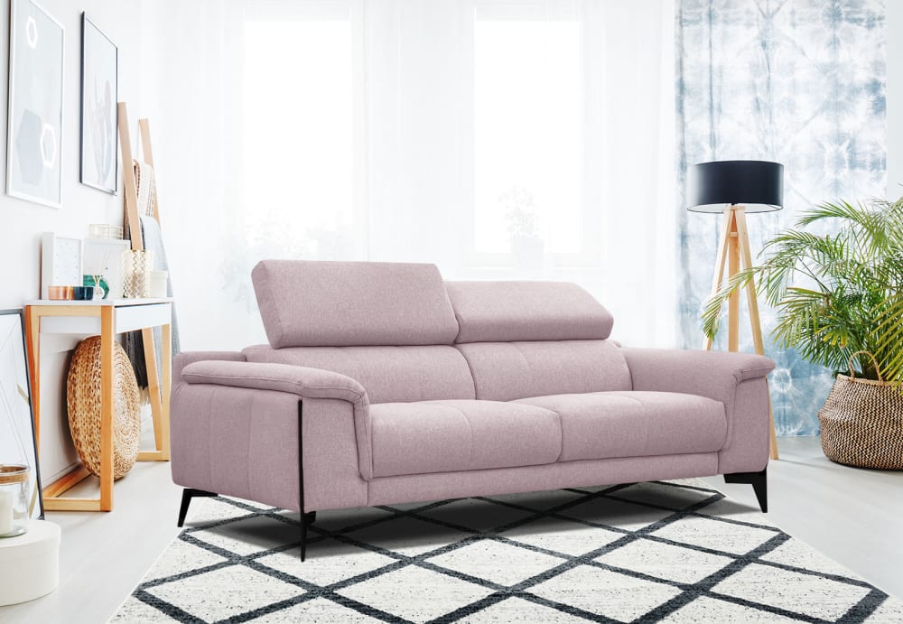 Canapé xxl droit 3 places tissu rosé - Maisons du Monde