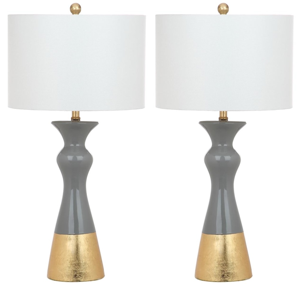 Ensemble de 2 lampes de table en ceramique or