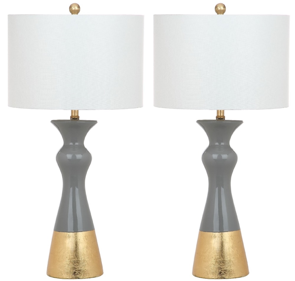 Ensemble de 2 lampes de table en ceramique or — vue 4