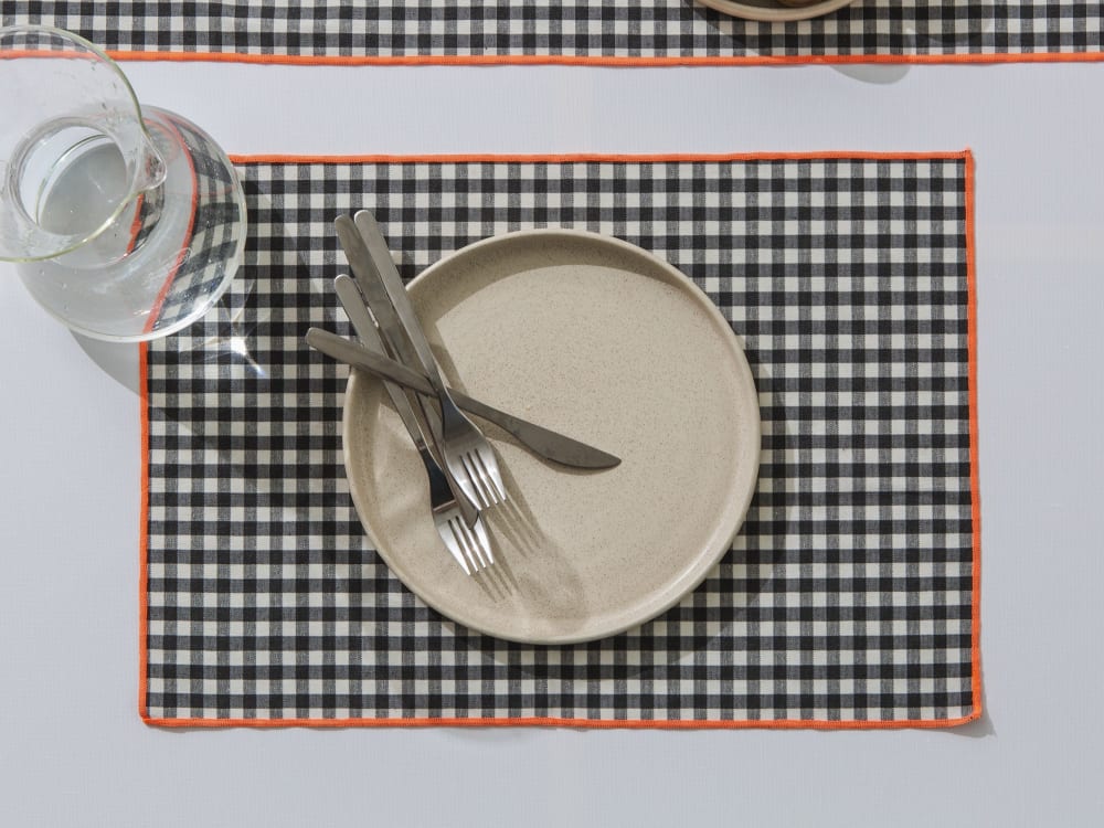 RNT by Really Nice Things Tischset 8-teilig, Baumwolle und PES (Polyester), schwarz und fluor style modern Mehrfarbig Öko-Tex Zertifikat Baumwolle