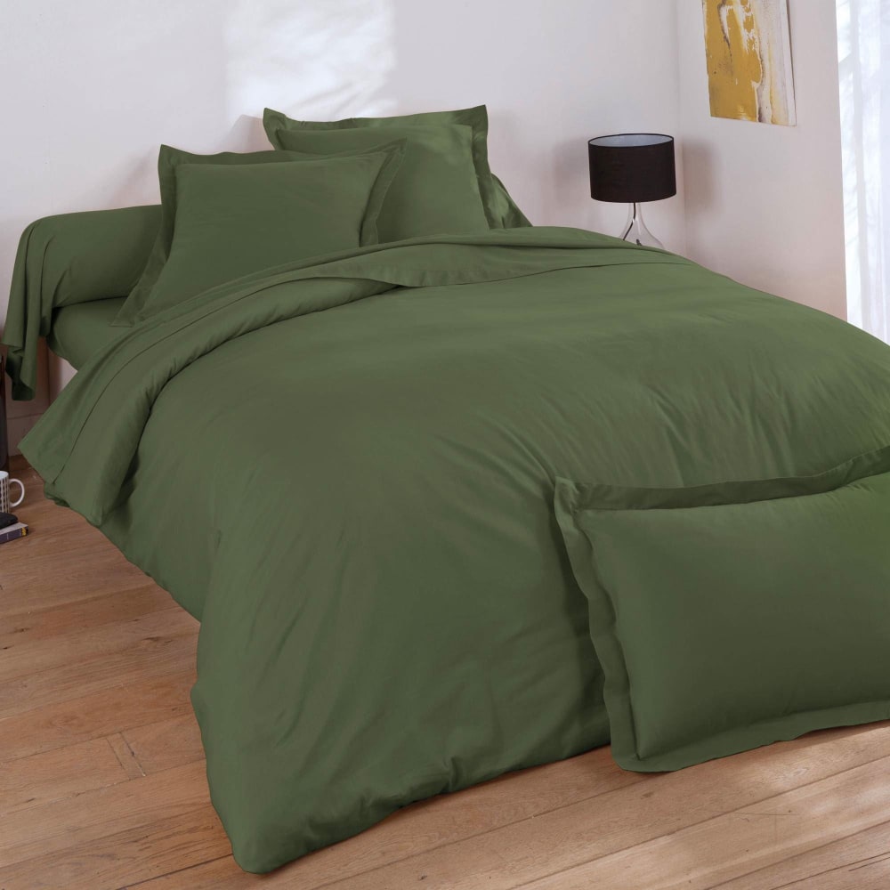 Housse de couette en coton vert lichen 140x200cm