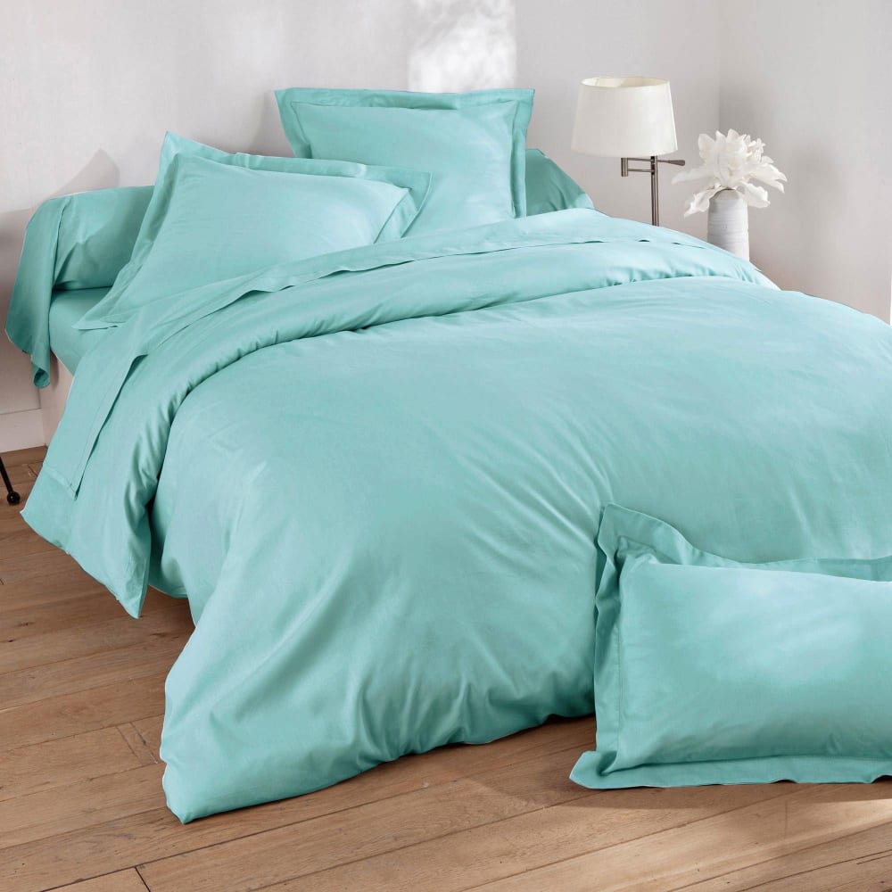 Housse de couette en lin bleu aqua 240x220cm