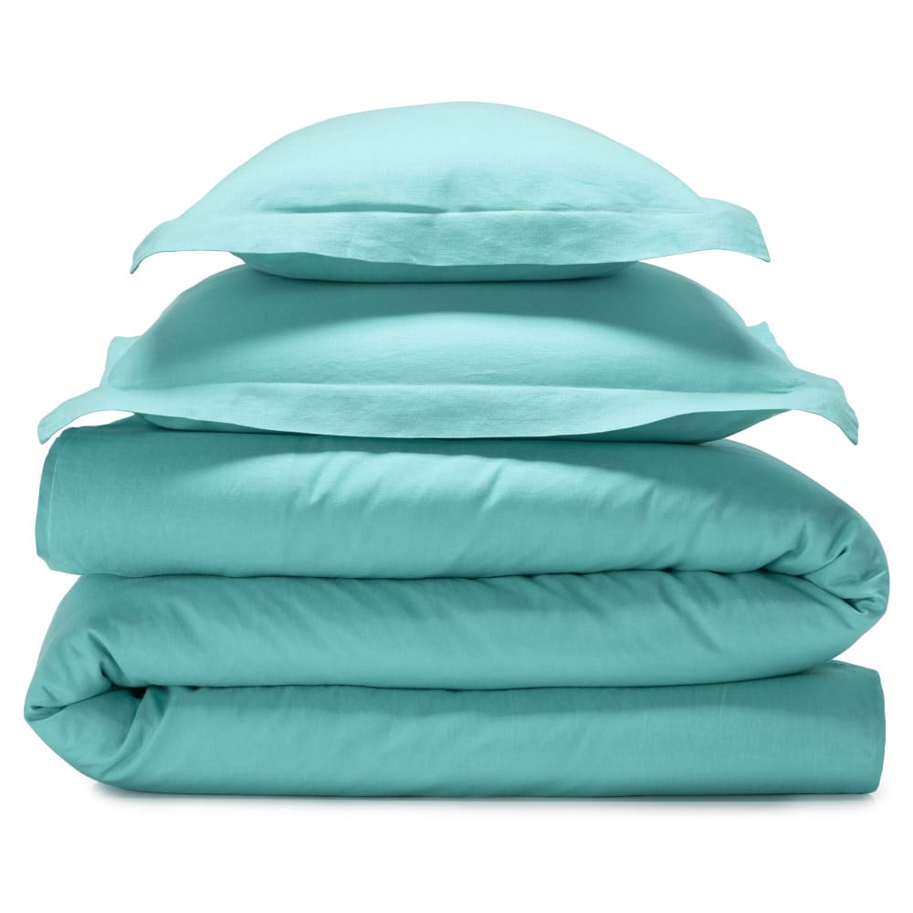 Housse de couette en lin bleu aqua 240x220cm — vue 4