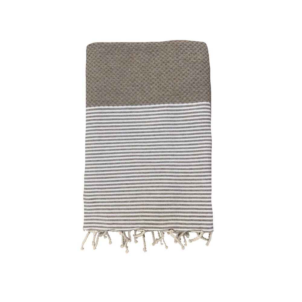Fouta traditionnelle ''Mikanda'' Taupe 100x200