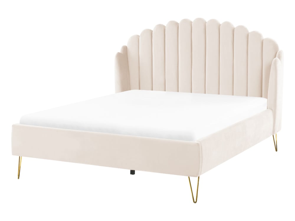 Doppelbett Aus Stoff 140X200, Beige