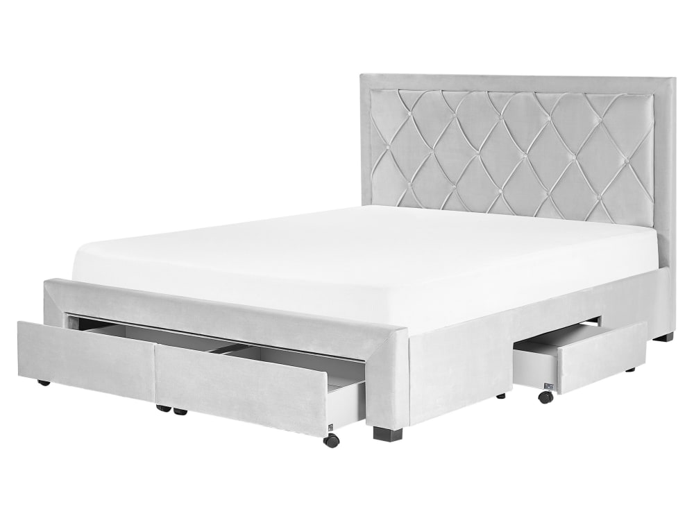 Beliani Doppelbett aus Stoff 160x200, grau style classic chic - Samt