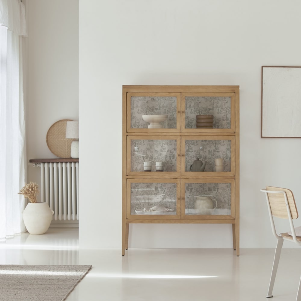 Tikamoon Eichenvitrine style exotic Beige Holz