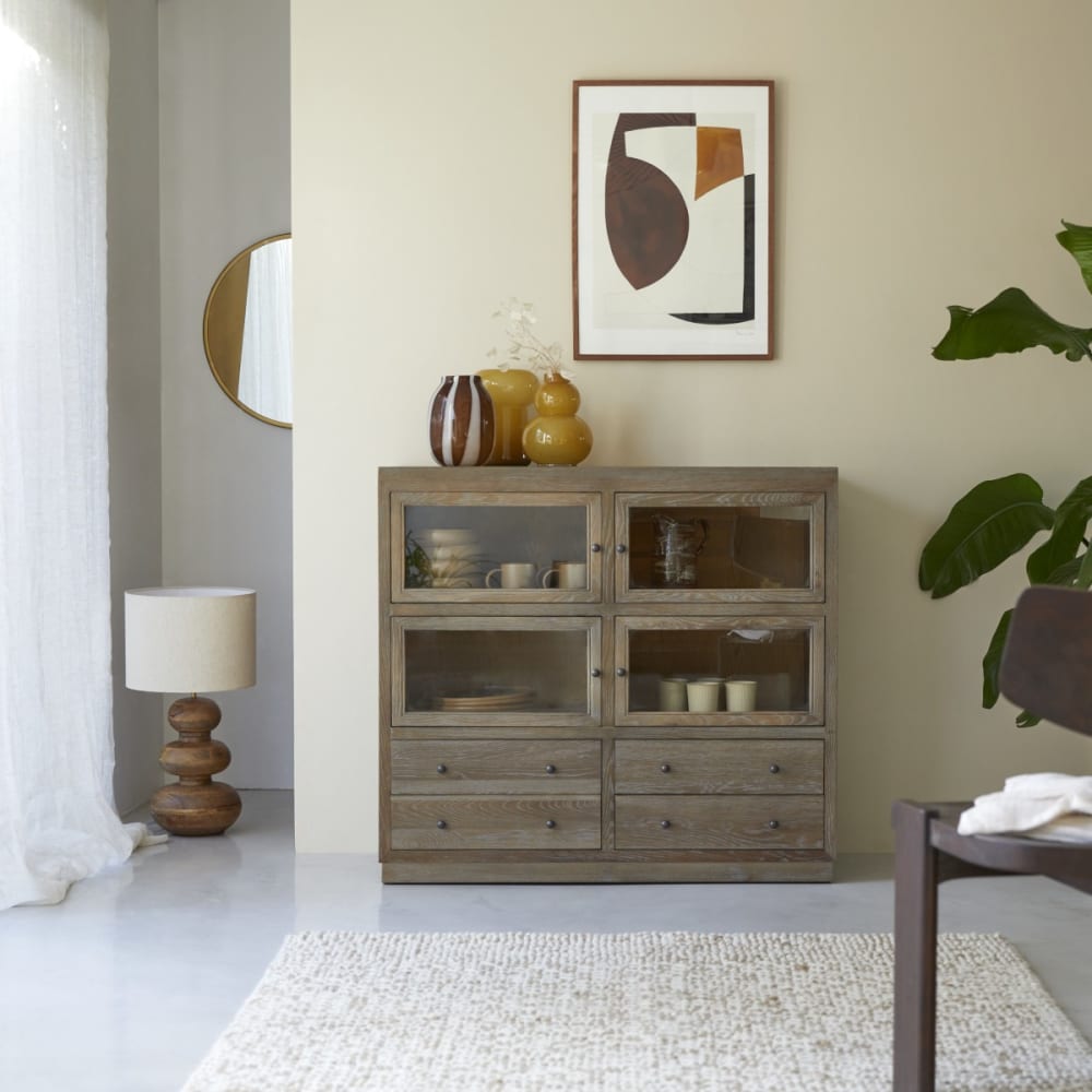 Tikamoon Sideboard aus Eiche 110 cm style vintage Grau Holz