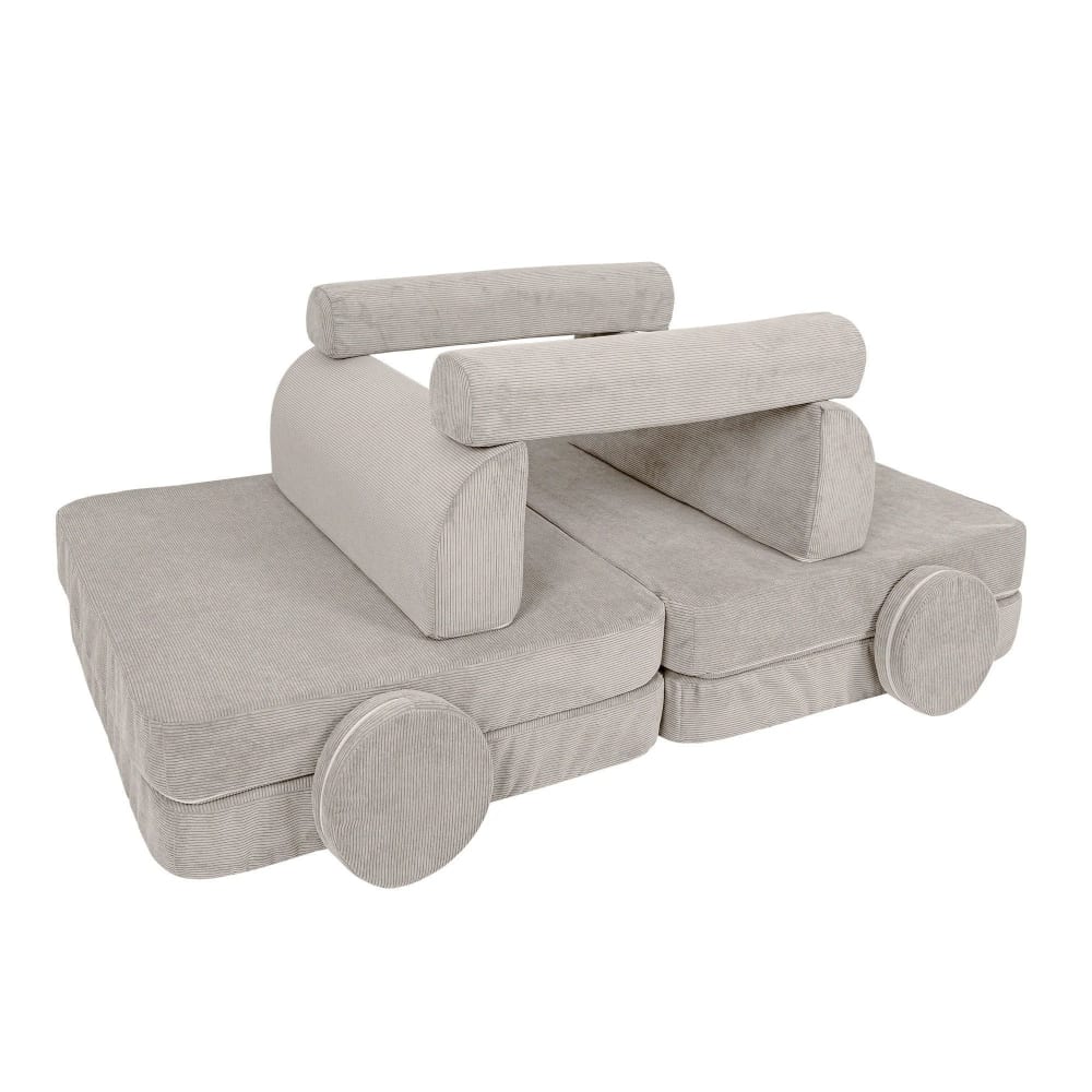 Canapé enfant 8 modules 160 cm velours côtelé fin, gris