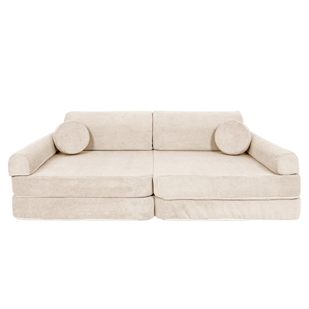 Canapé enfant 8 modules 160 cm velours côtelé fin, beige