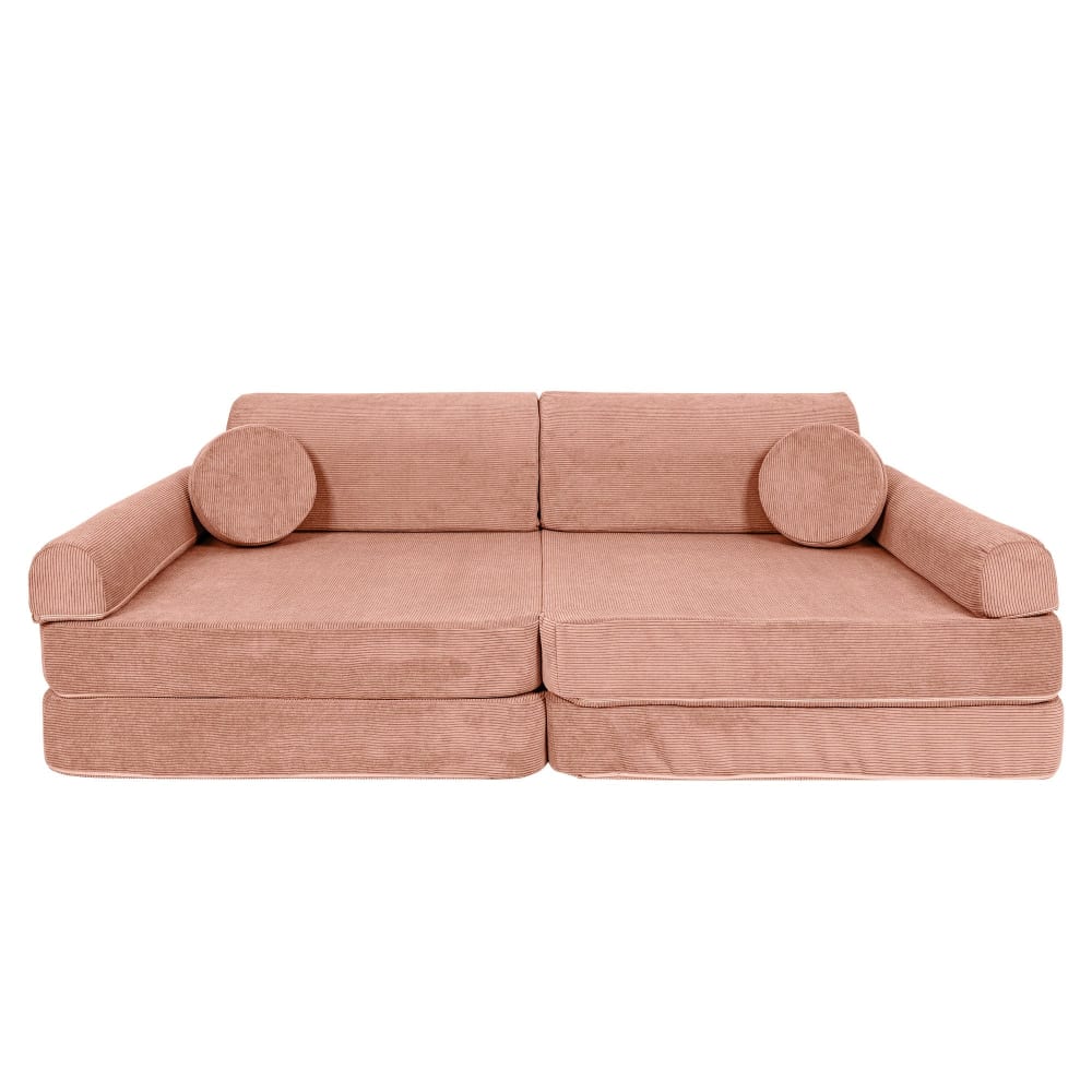 Canapé enfant 8 modules 160 cm velours côtelé fin, brique